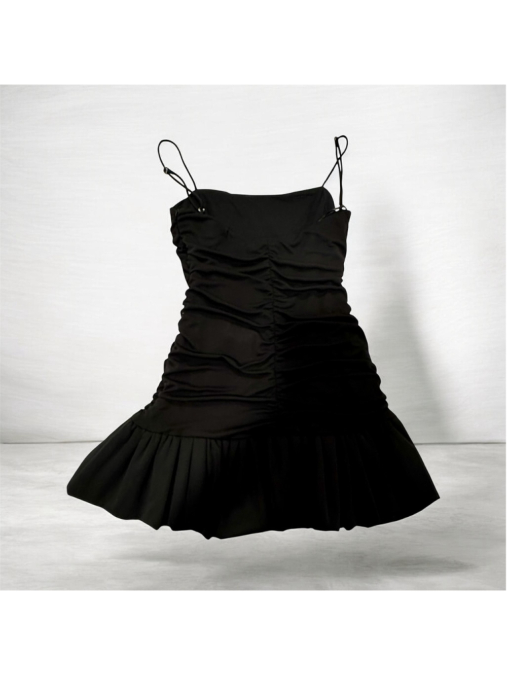 Zara Ruffled Ruched Dress Size S - Picture 6 of 7